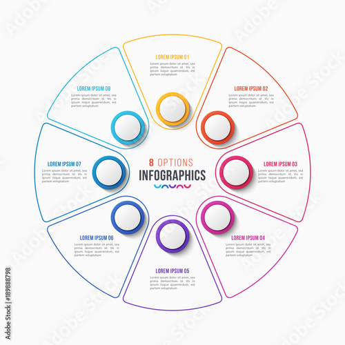 Vector 8 parts infographic design, circle chart