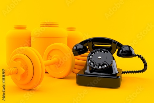 Fitness background with telephone photo