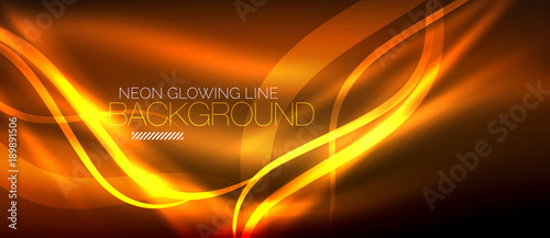 Neon orange elegant smooth wave lines digital abstract background