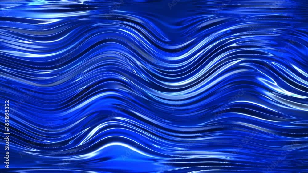 Abstract computer simulation of blue wave amorphous objects animated background