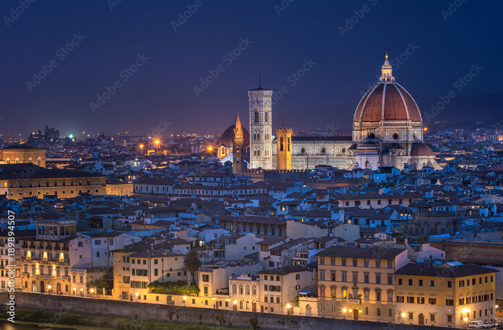 Duomo cathedral in Florence, Italy in dusk