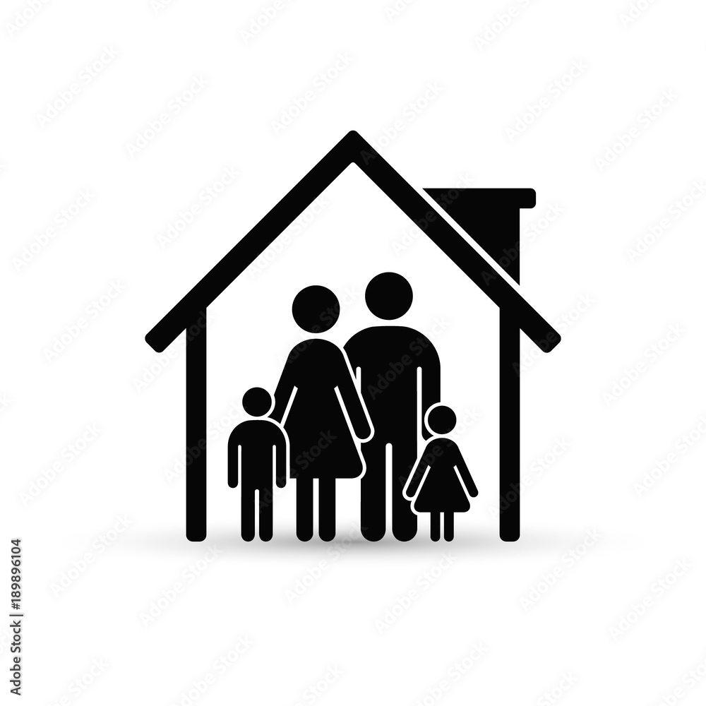 Family in House Icon. Vector isolated flat illustration Family in House Icon. Vector isolated flat illustration