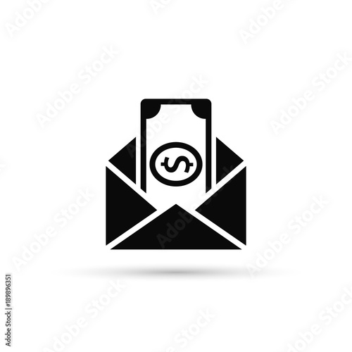 Envelope With Money Vector Icon. Flat Style Design