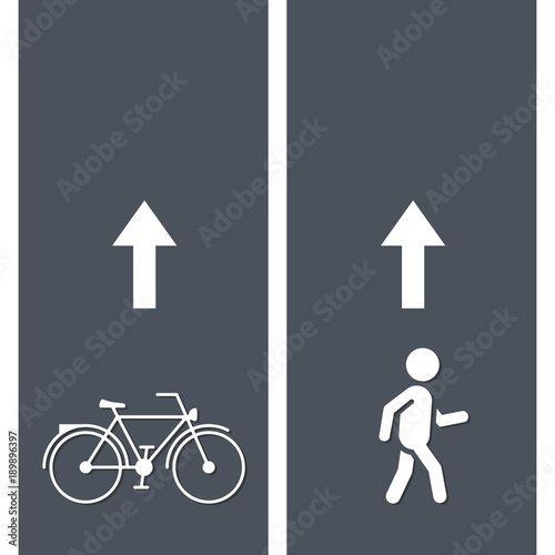 Bicycle and Pedestrian Paths. Walking path and bike path Vector illustration
