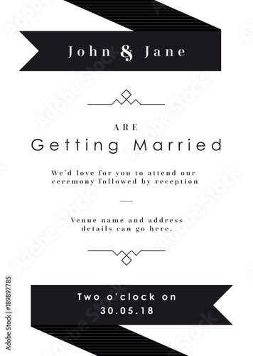 Wedding invitation Black ribbon theme