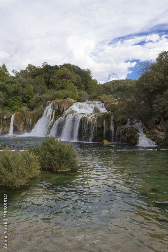 Krka natural parkland in Croatia with its waterfalls, nobody around Krka natural parkland in Croatia with its waterfalls, nobody around