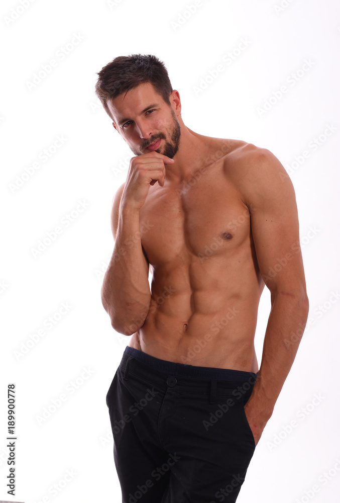 Fototapeta premium Shirtless handsome young athlete