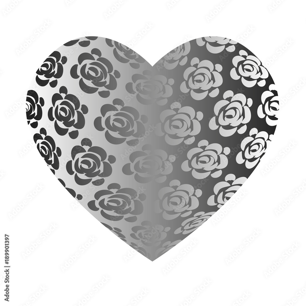 Large volume grey heart with roses Large volume grey heart with roses