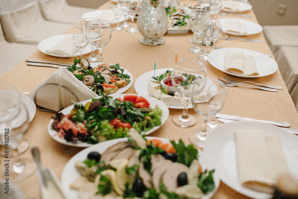 Fototapeta premium Photo of snack platters on the table