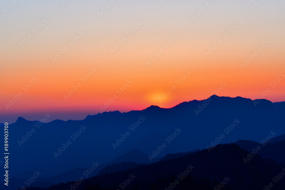 大台ケ原山で見た日没直後の情景
