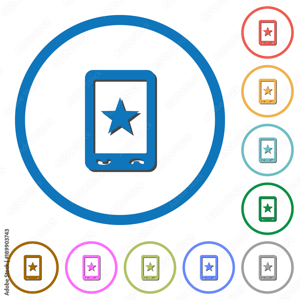Mobile mark icons with shadows and outlines Mobile mark icons with shadows and outlines