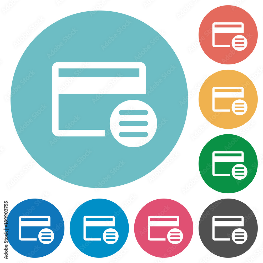Credit card options flat round icons Credit card options flat round icons