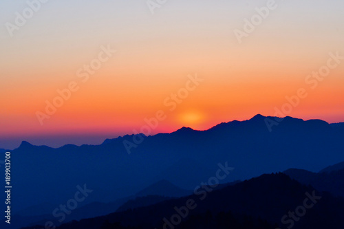 大台ケ原山で見た日没直後の情景