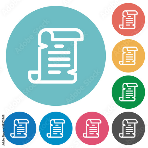 Paper scroll flat round icons