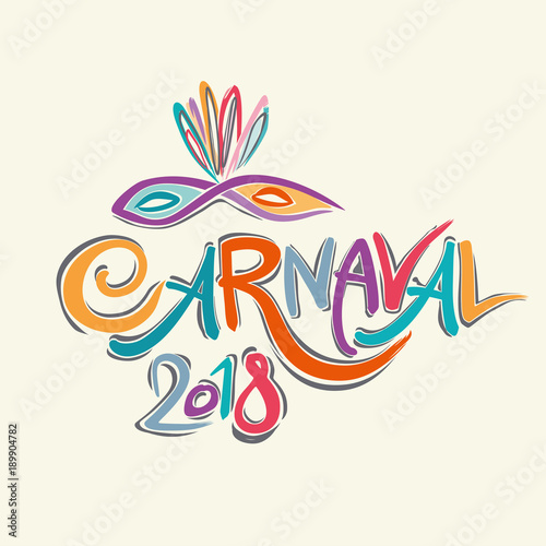 Colorful Carnaval 2018 Title with Colorful Mask.