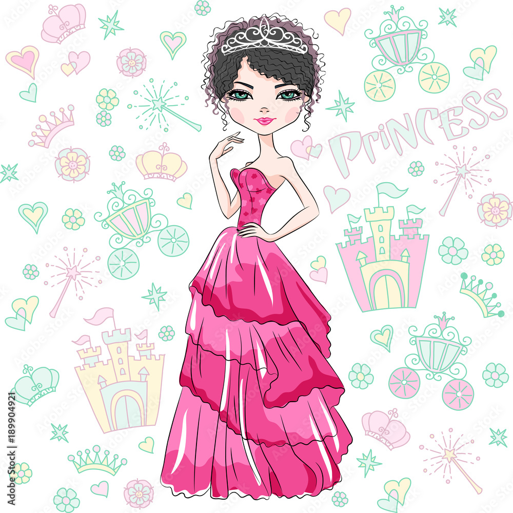 Beautiful fashion girl top model princess in the crown and in a beautiful red dress Beautiful fashion girl top model princess in the crown and in a beautiful red dress