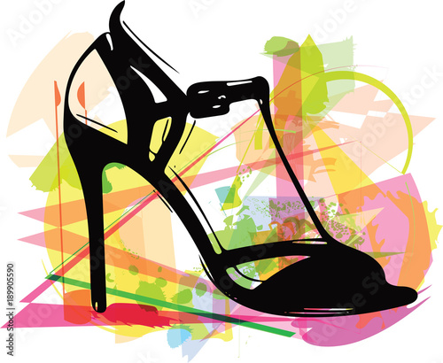 Abstract drawing of high heel female shoes