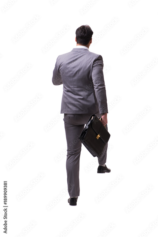 Businessman walking away isolated on white background Businessman walking away isolated on white background