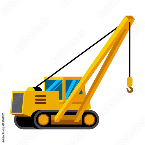 Pipelayer vehicle minimalistic icon isolated. Construction equipment isolated vector. Heavy equipment vehicle. Color icon illustration on white background. photo