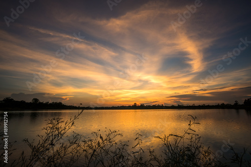 Sunset at the lake landscape