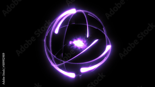 Bright stylised scientific atom purple