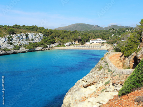 Landscape of the beautiful bay of Cala Estany d en Mas with a wonderful turquoise sea  Cala Romantica  Porto Cristo  Majorca  Spain