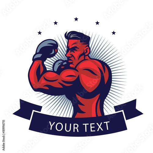 MMA Fighter Logo Design Template Vector Illustration Mascot