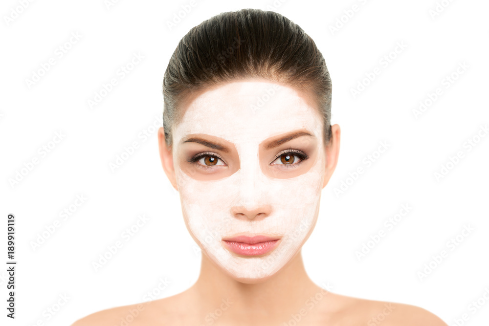Φωτογραφία White facial treatment mud mask Asian beauty woman