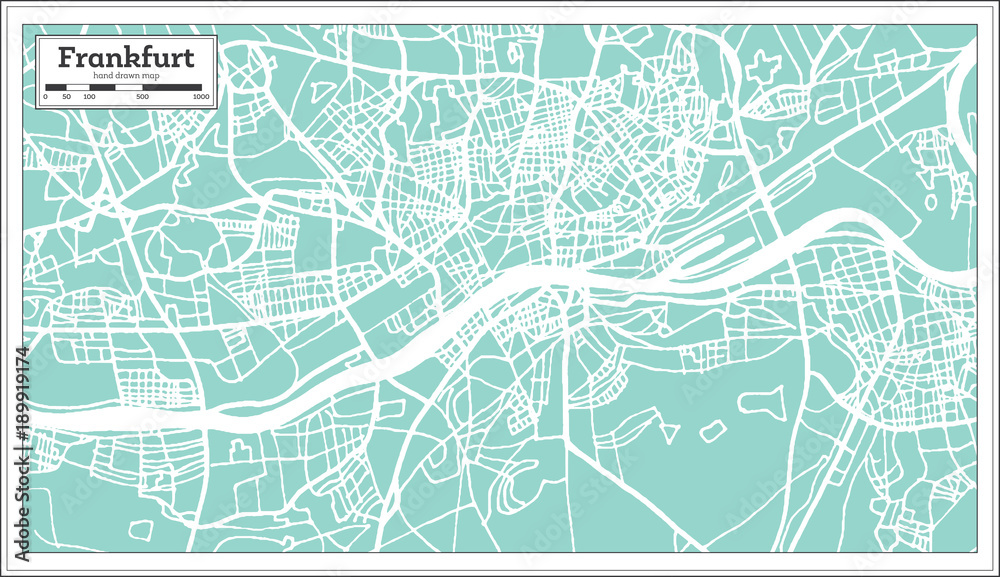 Fototapeta premium Frankfurt Germany City Map in Retro Style.