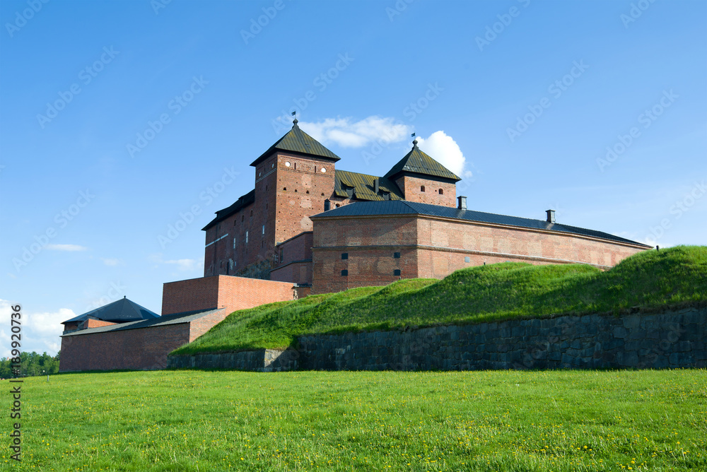 At the bottom of Hameenlinna fortress  in the sunny June afternoon. Finland