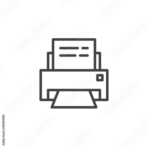 Printer machine line icon, outline vector sign, linear style pictogram isolated on white. Print symbol, logo illustration. Editable stroke