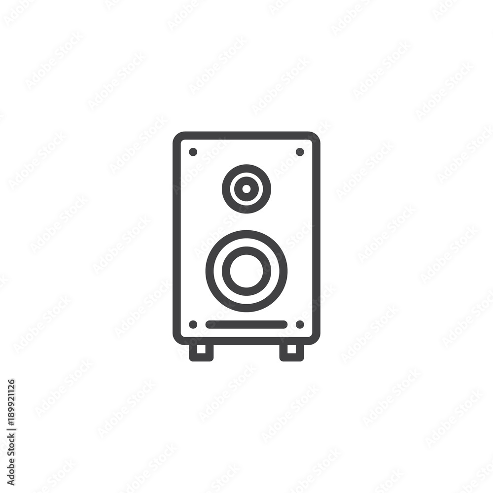 Sound speaker line icon, outline vector sign, linear style pictogram isolated on white. Loudspeaker symbol, logo illustration. Editable stroke Sound speaker line icon, outline vector sign, linear style pictogram isolated on white. Loudspeaker symbol, logo illustration. Editable stroke