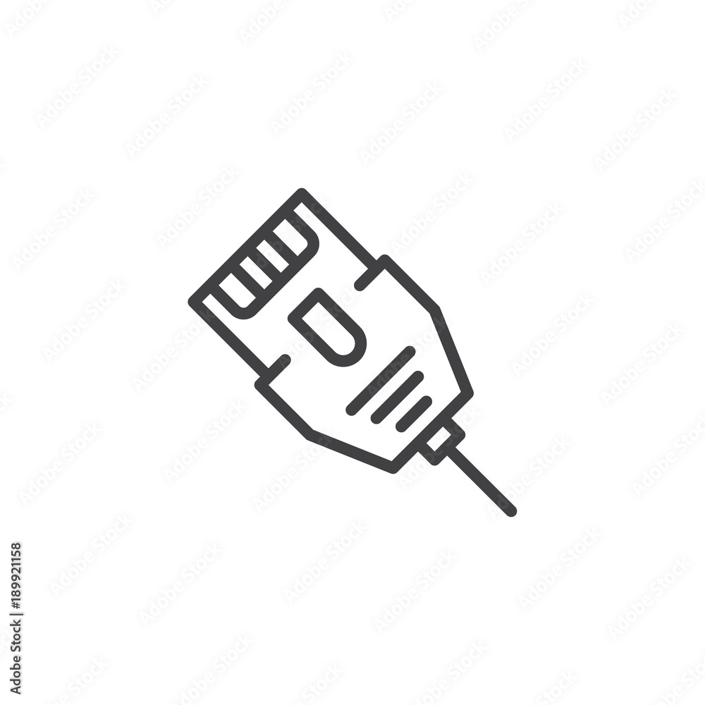 LAN connector cable line icon, outline vector sign, linear style pictogram  isolated on white. Ethernet cable symbol, logo illustration. Editable  stroke Stock Vector | Adobe Stock