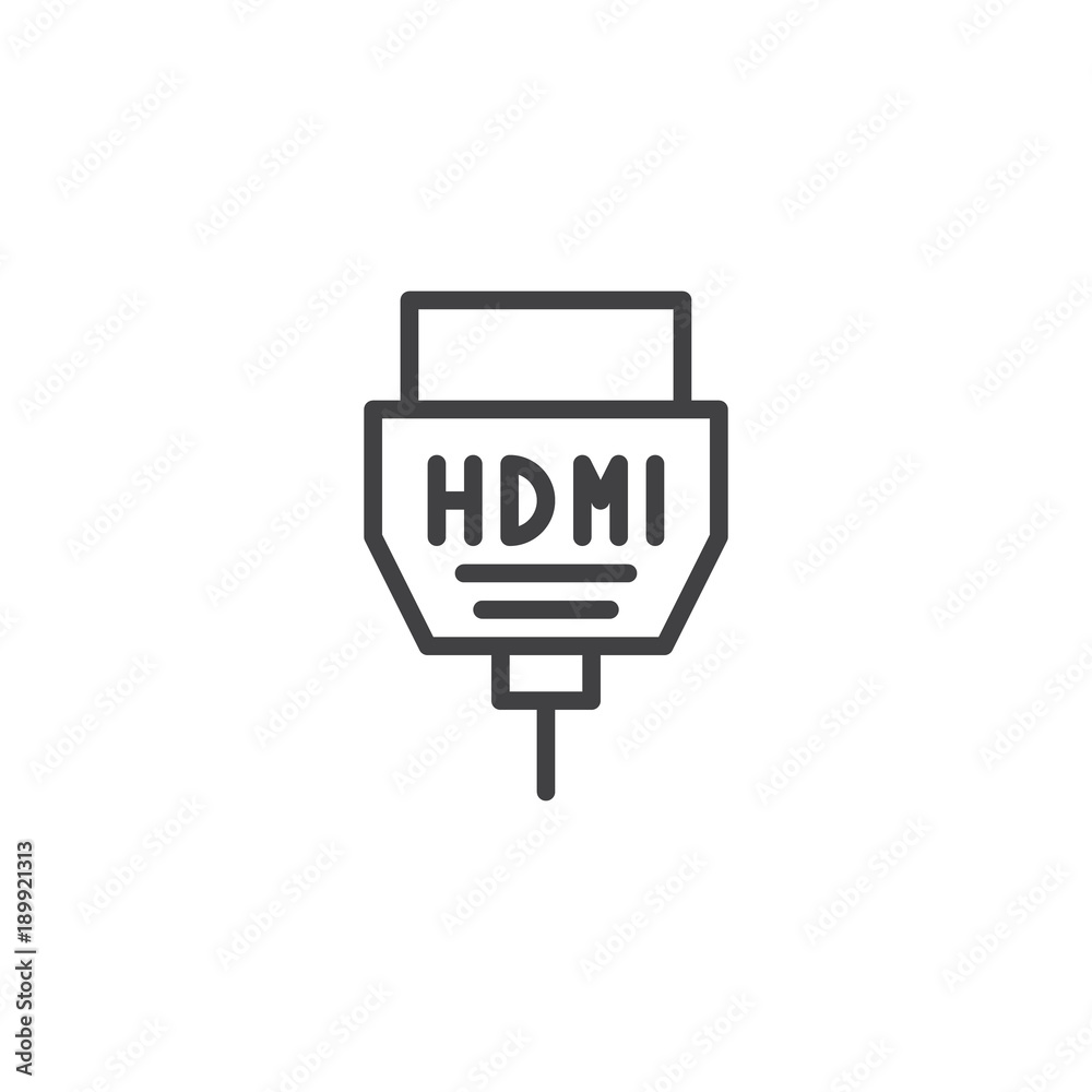 HDMI cable line icon, outline vector sign, linear style pictogram isolated  on white. Symbol, logo illustration. Editable stroke Stock Vector | Adobe  Stock