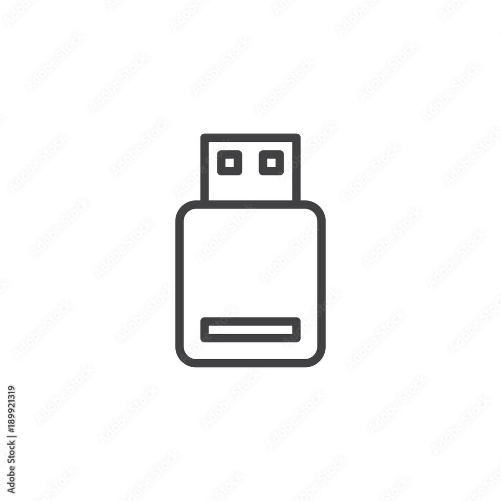 USB flash drive line icon, outline vector sign, linear style pictogram  isolated on white. Memory stick symbol, logo illustration. Editable stroke  Stock Vector | Adobe Stock
