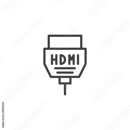 HDMI cable line icon, outline vector sign, linear style pictogram isolated on white. Symbol, logo illustration. Editable stroke