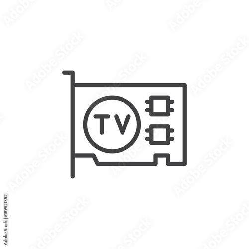 Computer video card line icon, outline vector sign, linear style pictogram isolated on white. TV tuner pcie card symbol, logo illustration. Editable stroke