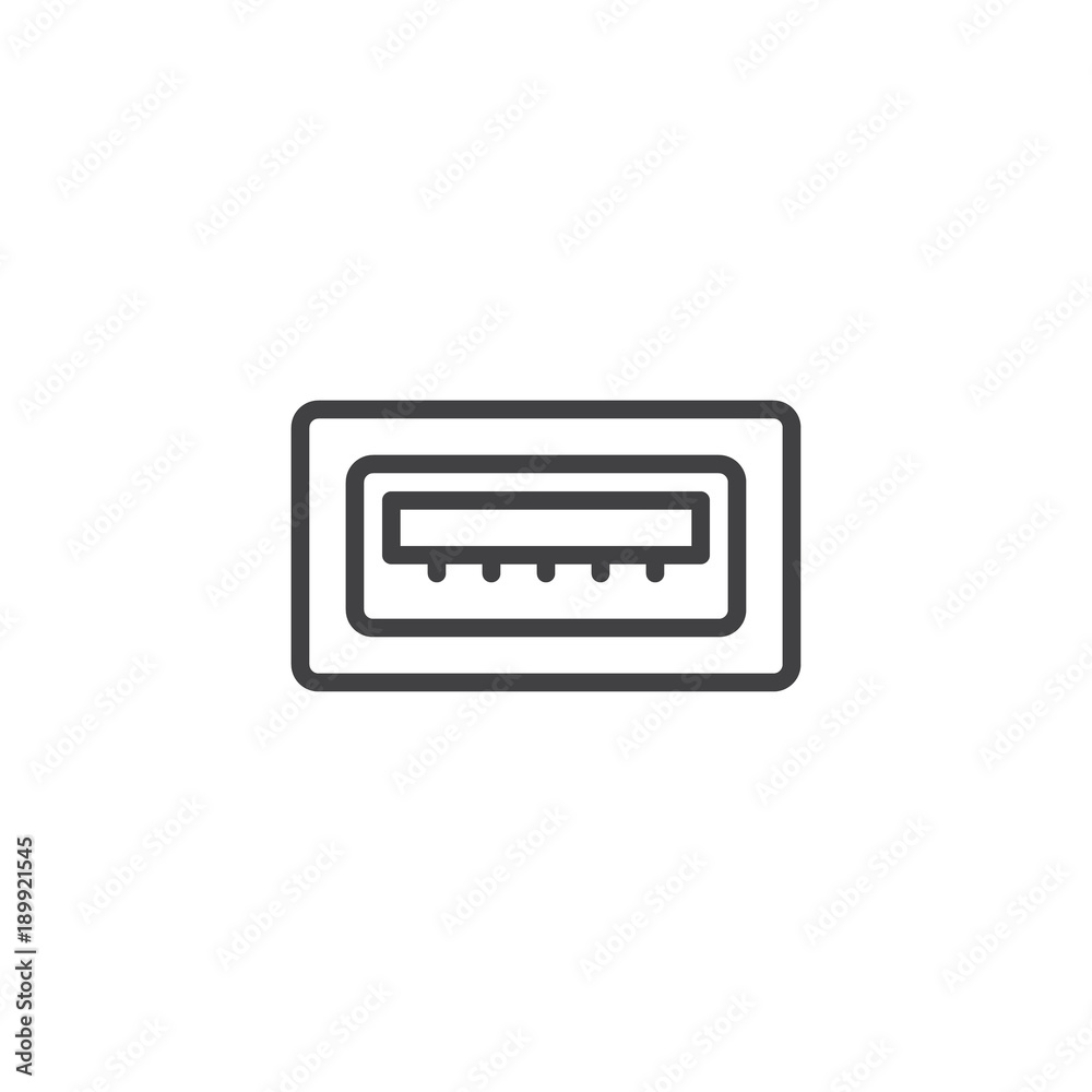 USB port line icon, outline vector sign, linear style pictogram isolated on  white. Symbol, logo illustration. Editable stroke vector de Stock | Adobe  Stock