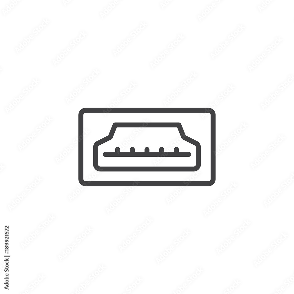 HDMI port line icon, outline vector sign, linear style pictogram isolated  on white. Symbol, logo illustration. Editable stroke vector de Stock |  Adobe Stock