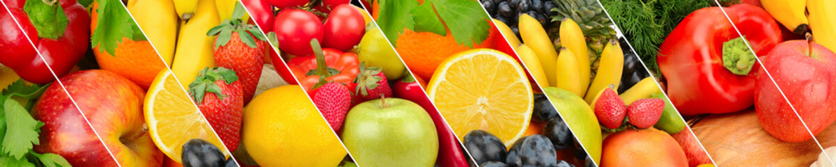 Crédence de cuisine Fruits Abondance de légumes et fruits en collage  © alinamd