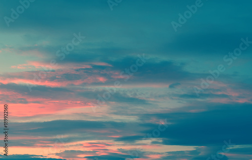 Beautiful colorful sky with clouds and sunlight. Color toned. © Vladimir Arndt
