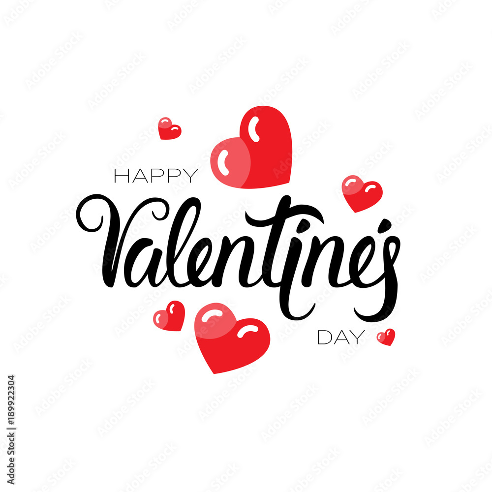 Happy Valentines Day Typography Poster With Hand Happy Valentines Day Typography Poster With Hand