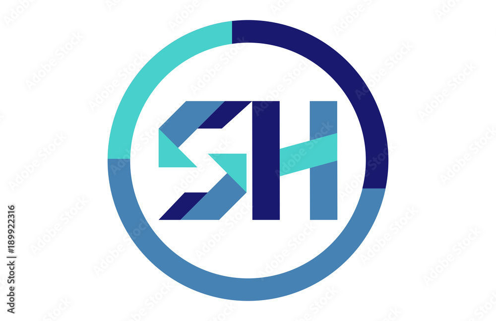 SH Global Circle Ribbon letter Logo SH Global Circle Ribbon letter Logo