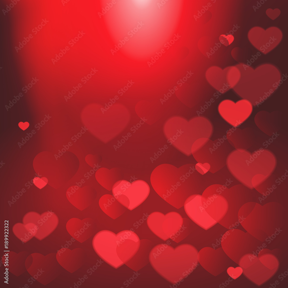 Shiny Hearts Bokeh Valentine Day Background Template Poster Vector Illustration
