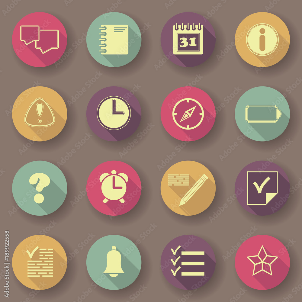 Fototapeta premium Organizer icons. Bright colors. Vector buttons. Original design