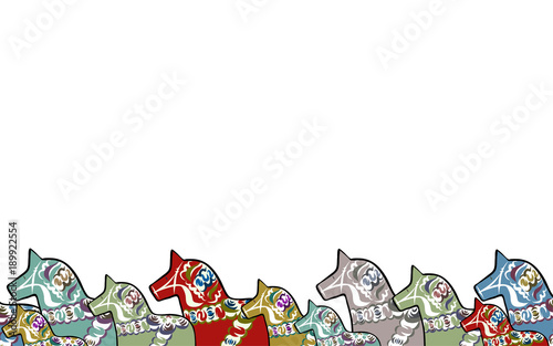 Background wallpaper painted horses, vector