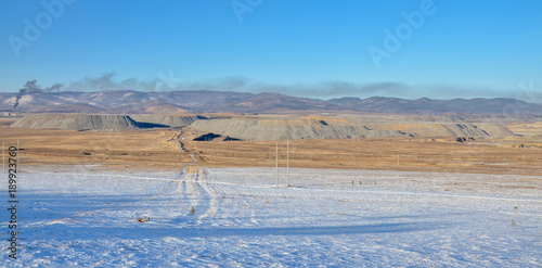 Obraz na plátně panoramic view of giant gob piles from open pit coal mining
Sagan Nur, Republic