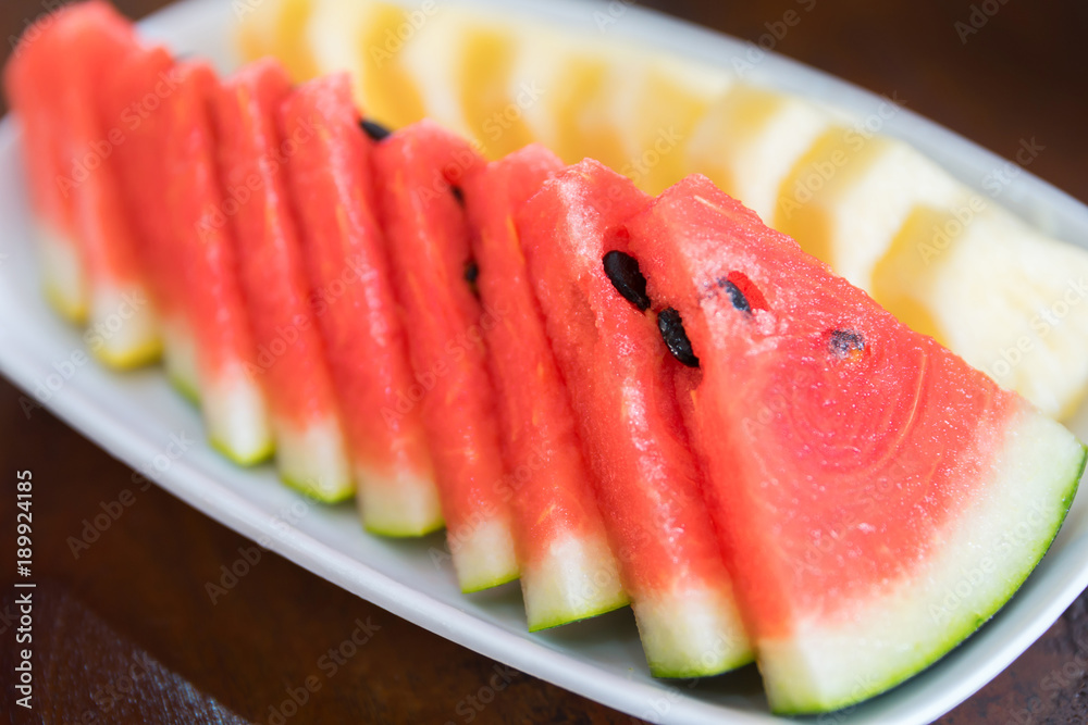 Watermelon and pineapple slices