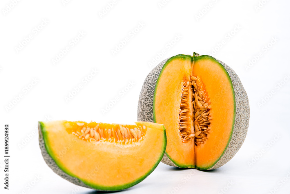 cantaloupe melon on white ground cantaloupe melon on white ground