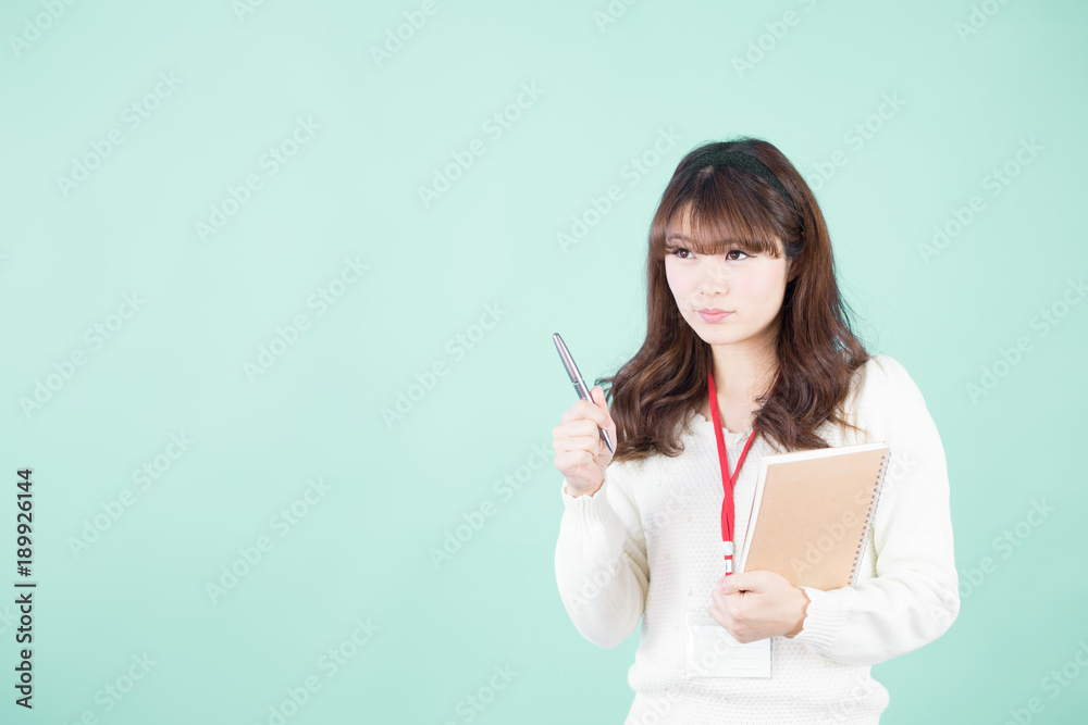女性・グリーンバック 女性・グリーンバック